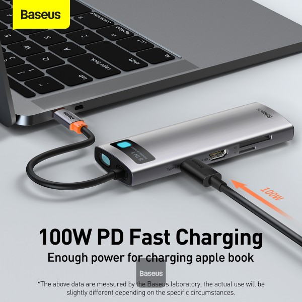Baseus USB-C Multi-Port Hub 3xUSB + HDMI1.4 + RJ45 + Card Reader + 1xUSB-C with Power Delivery 6